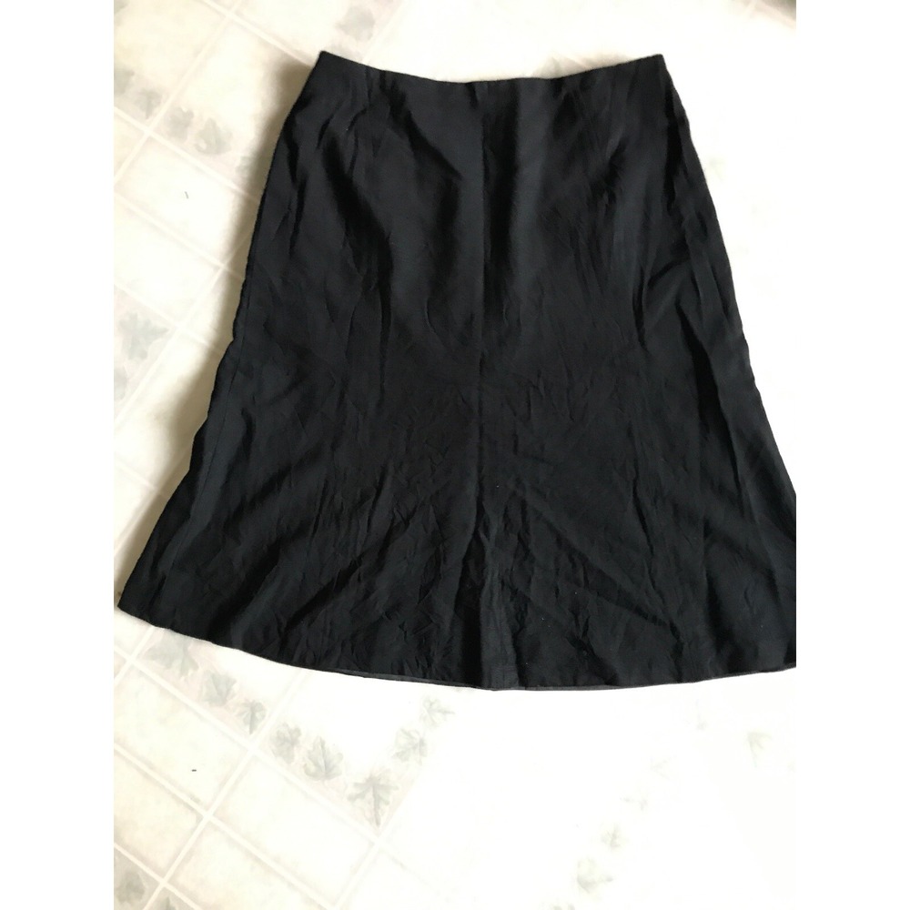 Talbots Sz 6 Black A-Line Lined Back Zip Skirt No Slit Wool Blend Italian Fabric